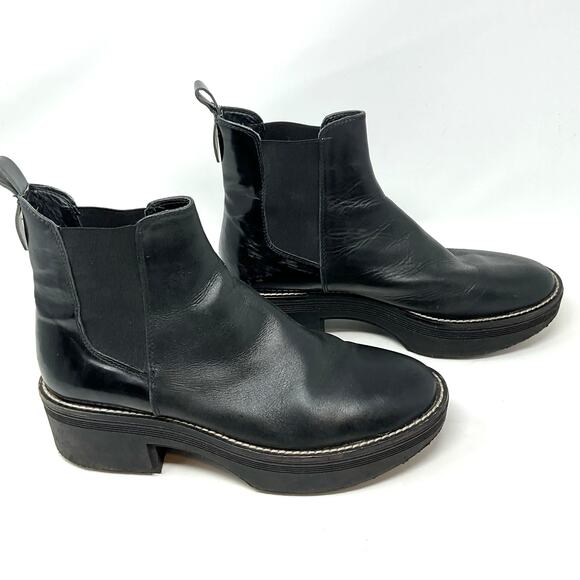 Zara Wide Heeled Ankle Boots Lug Soles Black - Picture 3 of 13